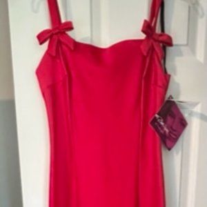 Red evening dress with bows